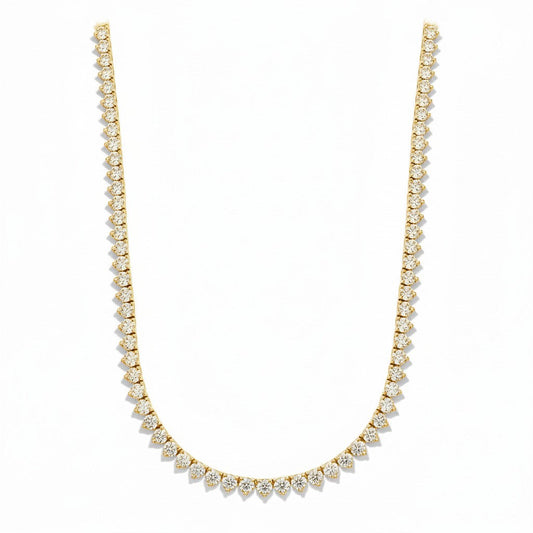 Collar Tennis Montura Tres Uñas Circones 2.5mm – Baño de Oro - Ámbar Joyas