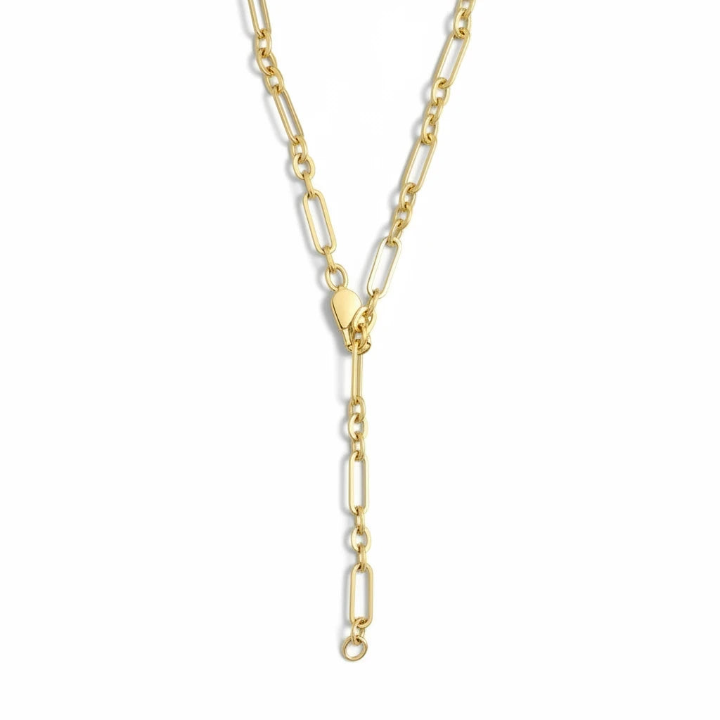 Collar Eslabones Alternados – Baño de Oro 18k - Ámbar Joyas (foto 7)