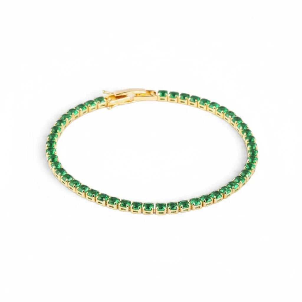Pulsera Tennis Circones Verdes 3mm - Ámbar Joyas (foto 2)