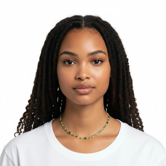 Choker Tennis Circones Verde Menta – Baño de Oro - Ámbar Joyas (foto 2)