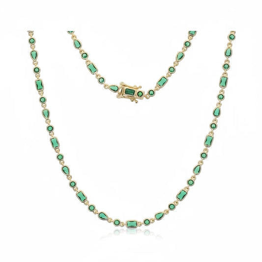 Choker Tennis Circones Verde Menta – Baño de Oro - Ámbar Joyas