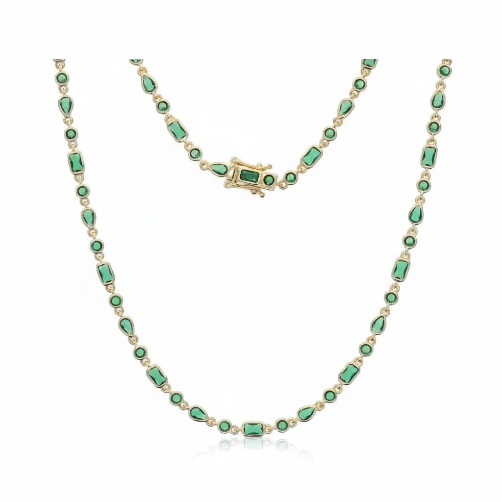 Choker Tennis Circones Verde Menta – Baño de Oro - Ámbar Joyas (foto 5)