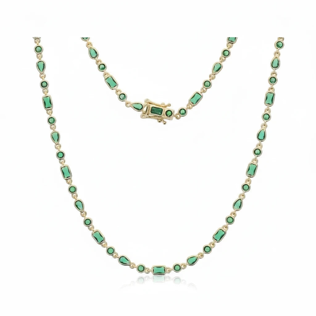 Choker Tennis Circones Verde Menta – Baño de Oro - Ámbar Joyas (foto 4)