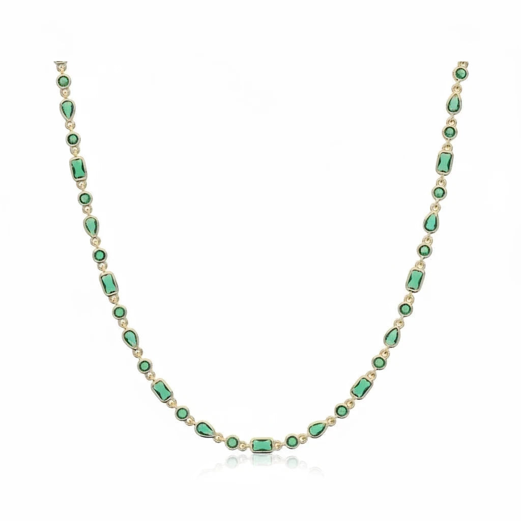 Choker Tennis Circones Verde Menta – Baño de Oro - Ámbar Joyas (foto 3)