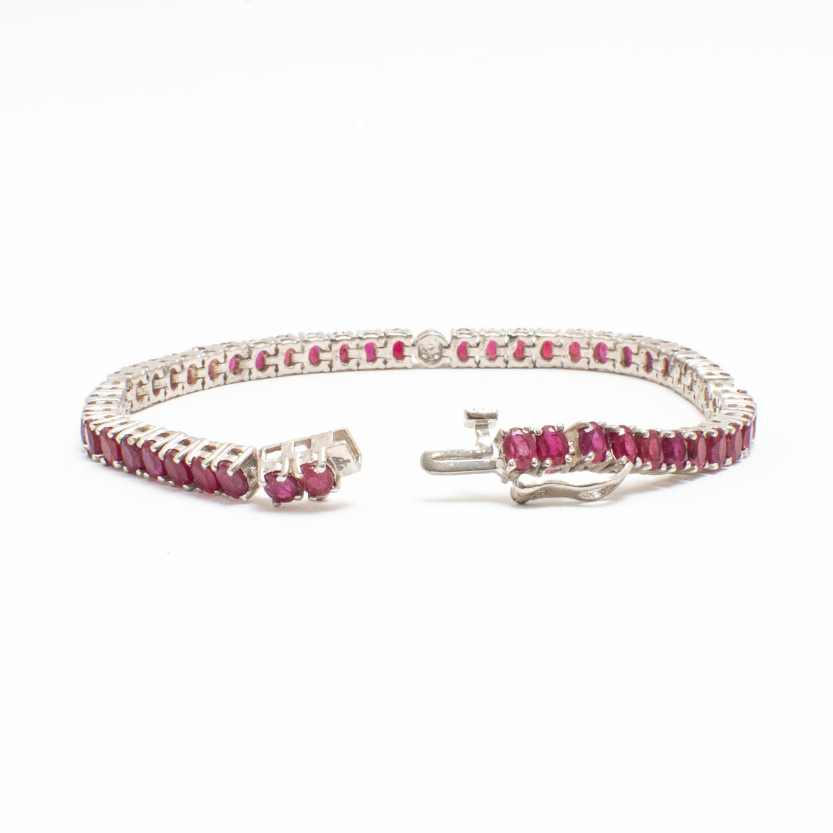 Pulsera Tennis Rubíes Naturales Ovalados Pavé – Plata 925 - Ámbar Joyas (foto 5)