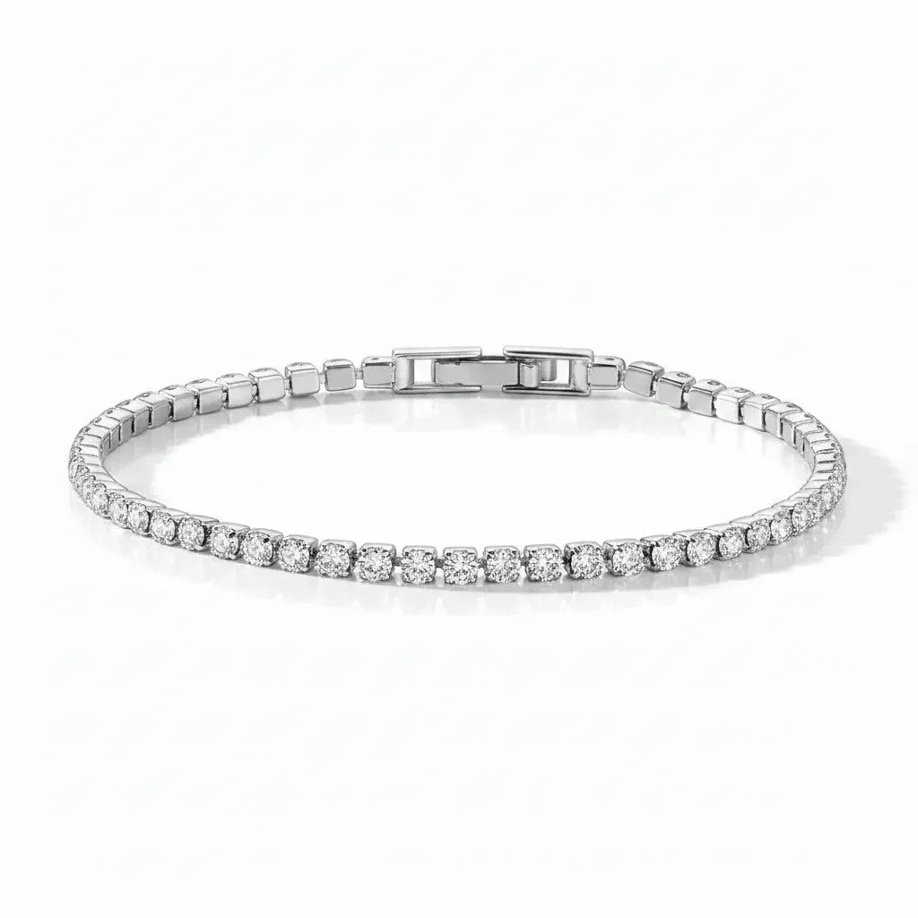 Pulsera Tennis Circones 2.5mm – Baño de Platino - Ámbar Joyas