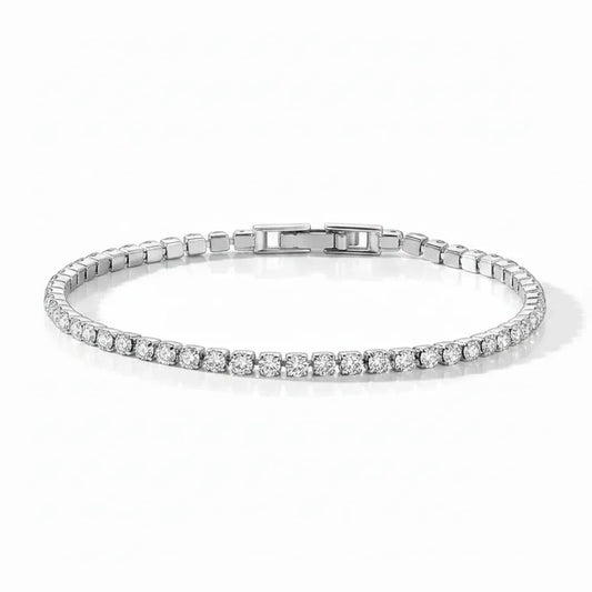 Pulsera Tennis Circones 2.5mm – Baño de Platino - Ámbar Joyas