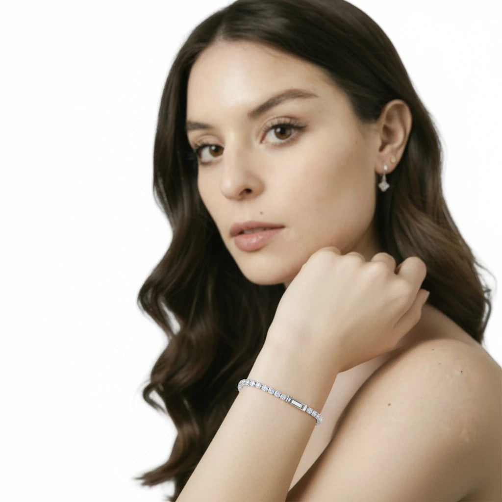 Pulsera Tennis Circones 2.5mm – Baño de Platino - Ámbar Joyas (foto 2)