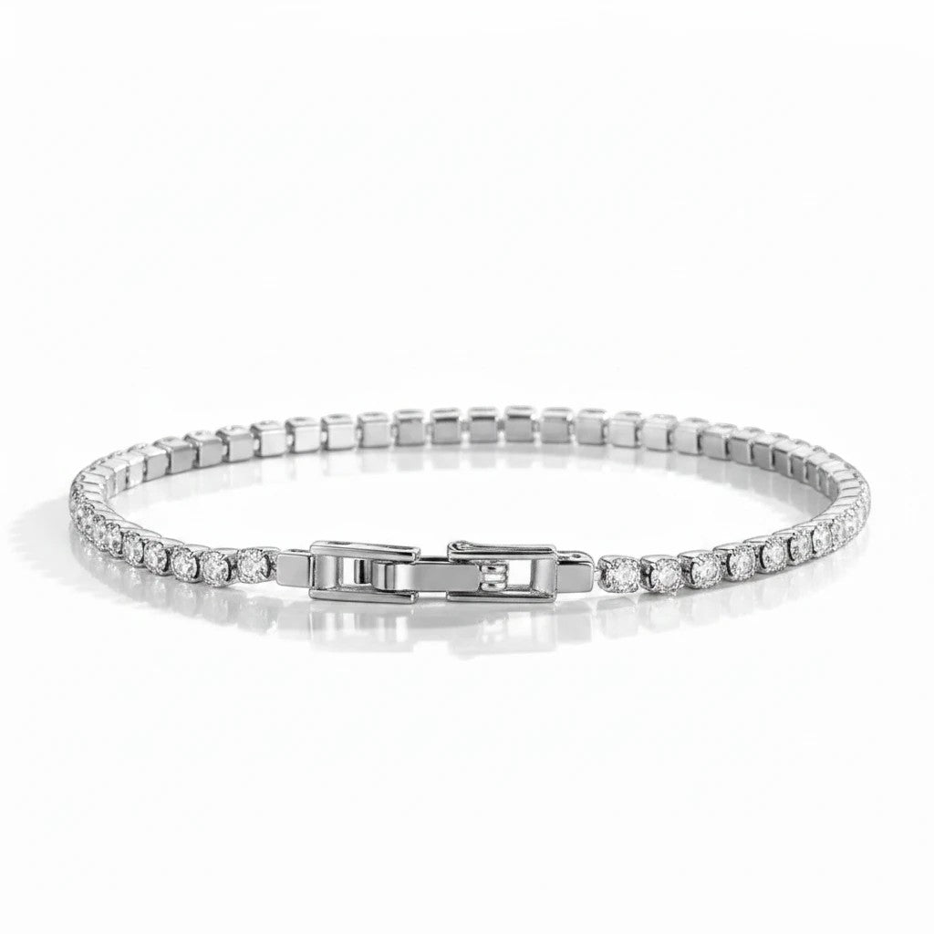 Pulsera Tennis Circones 2.5mm – Baño de Platino - Ámbar Joyas (foto 3)