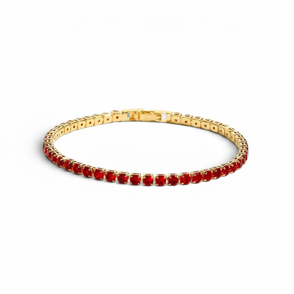 Pulsera Tennis Circones Rojos 3mm - Ámbar Joyas (foto 3)