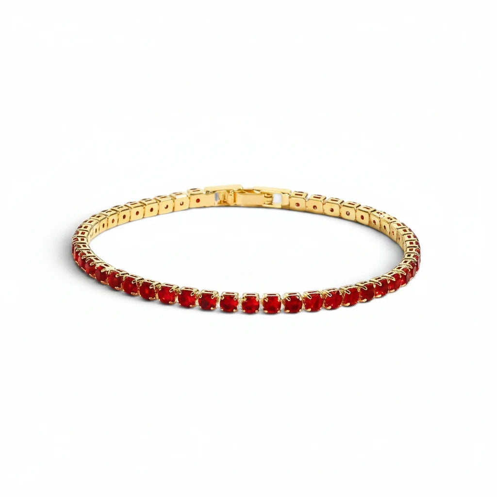 Pulsera Tennis Circones Rojos 3mm - Ámbar Joyas (foto 2)