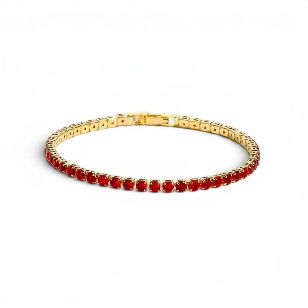 Pulsera Tennis Circones Rojos 3mm - Ámbar Joyas (foto 4)
