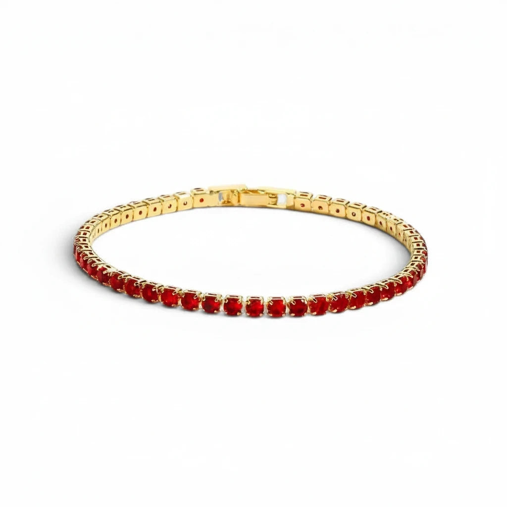 Pulsera Tennis Circones Rojos 3mm - Ámbar Joyas (foto 5)