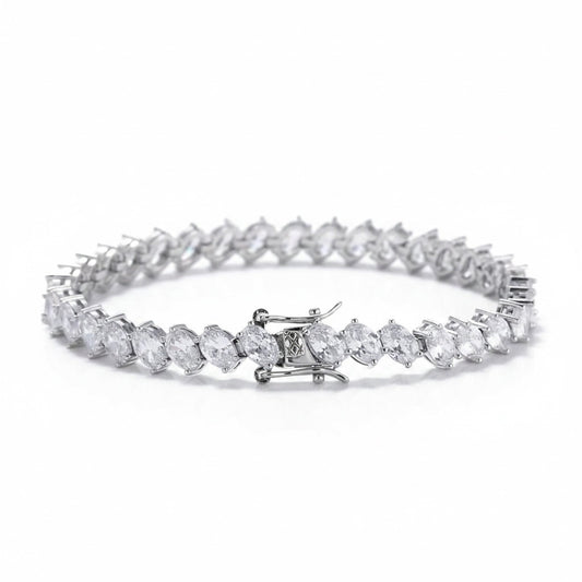 Pulsera Tennis Circones Cadena – Baño Plateado - Ámbar Joyas