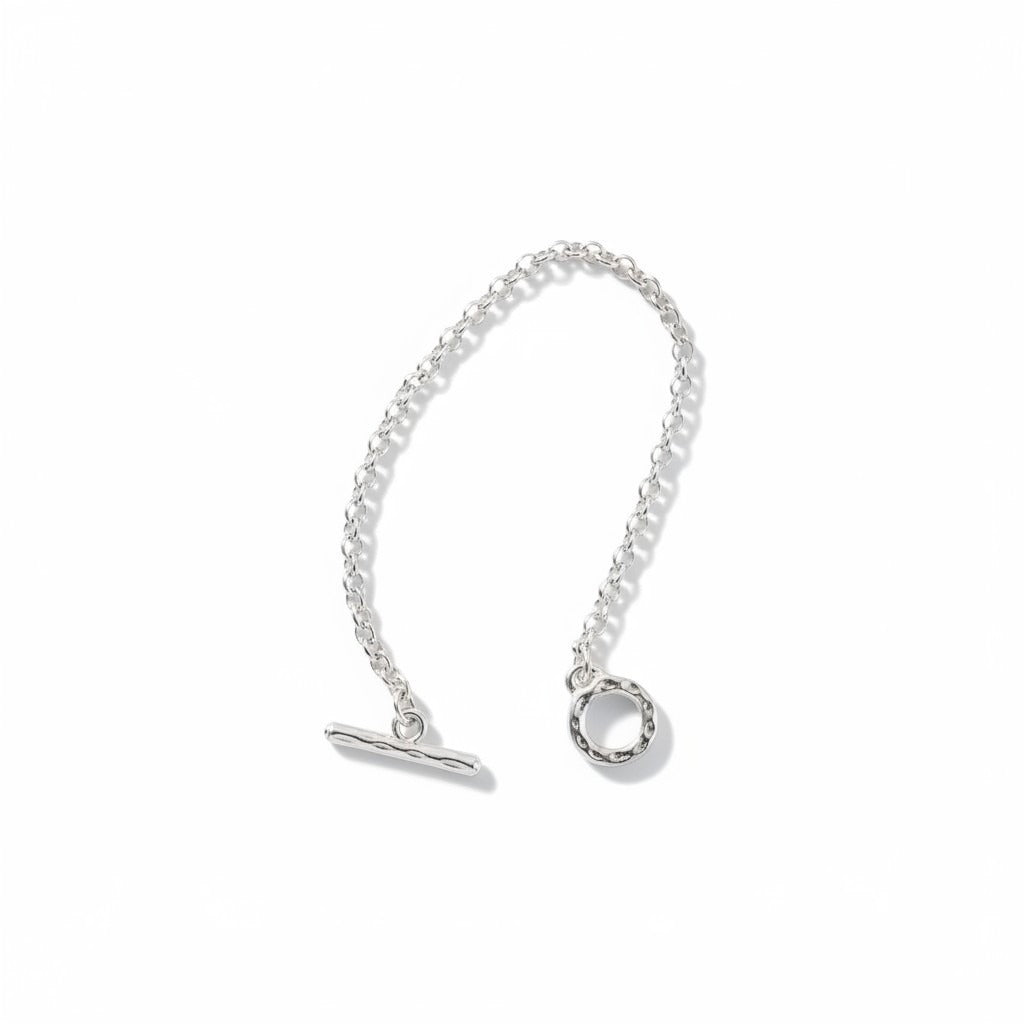 Pulsera Cadena Rolo Fina con Broche Barra – Baño de Plata - Ámbar Joyas