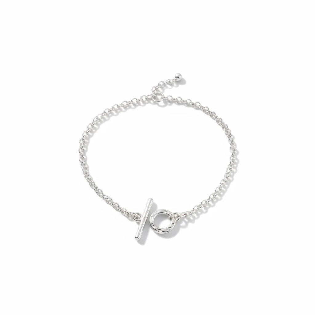 Pulsera Cadena Rolo Fina con Broche Barra – Baño de Plata - Ámbar Joyas (foto 3)