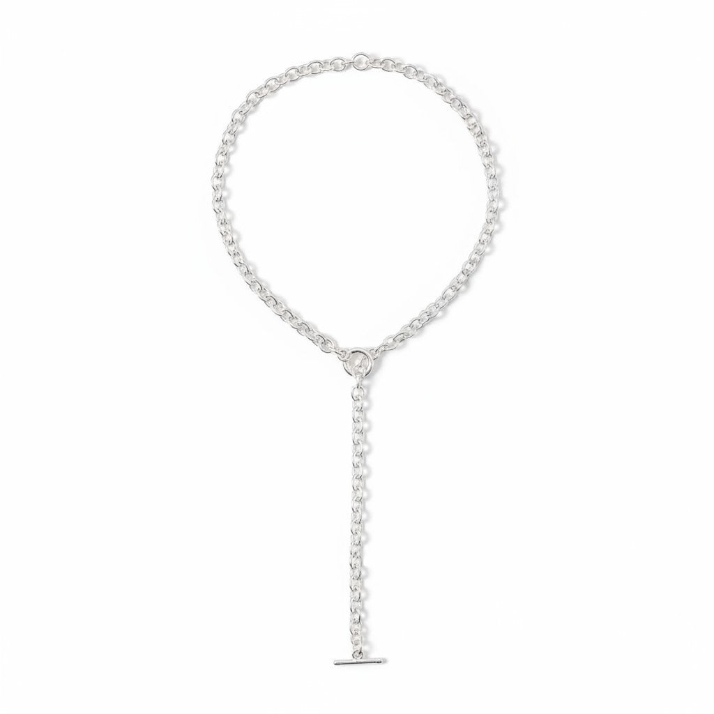 Collar Cadena Rolo con Broche Barra – Baño de Plata - Ámbar Joyas