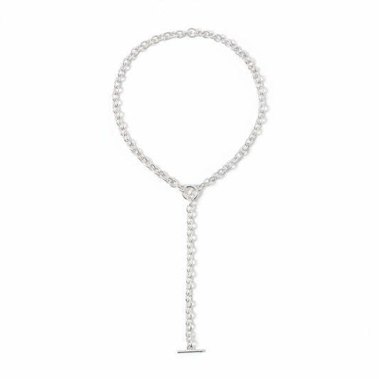 Collar Cadena Rolo con Broche Barra – Baño de Plata - Ámbar Joyas