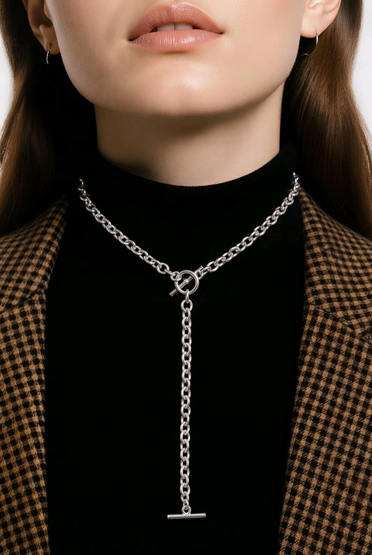 Collar Cadena Rolo con Broche Barra – Baño de Plata - Ámbar Joyas (foto 2)