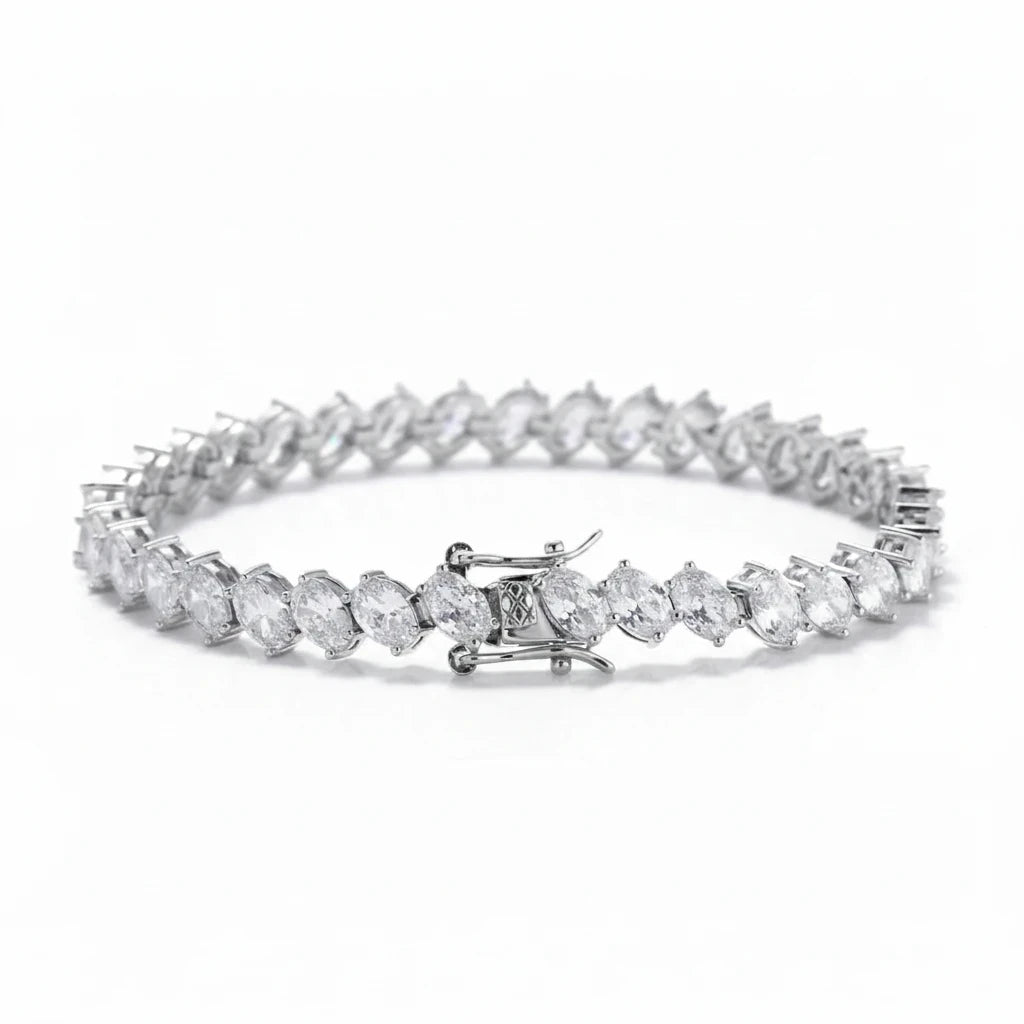 Pulsera Tennis Circones Cadena – Baño Plateado - Ámbar Joyas (foto 3)