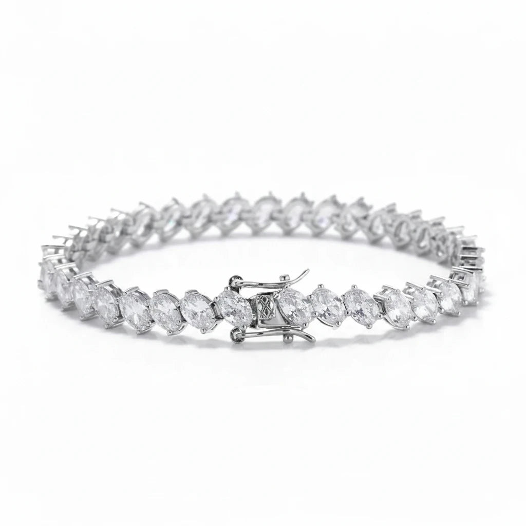 Pulsera Tennis Circones Cadena – Baño Plateado - Ámbar Joyas (foto 4)