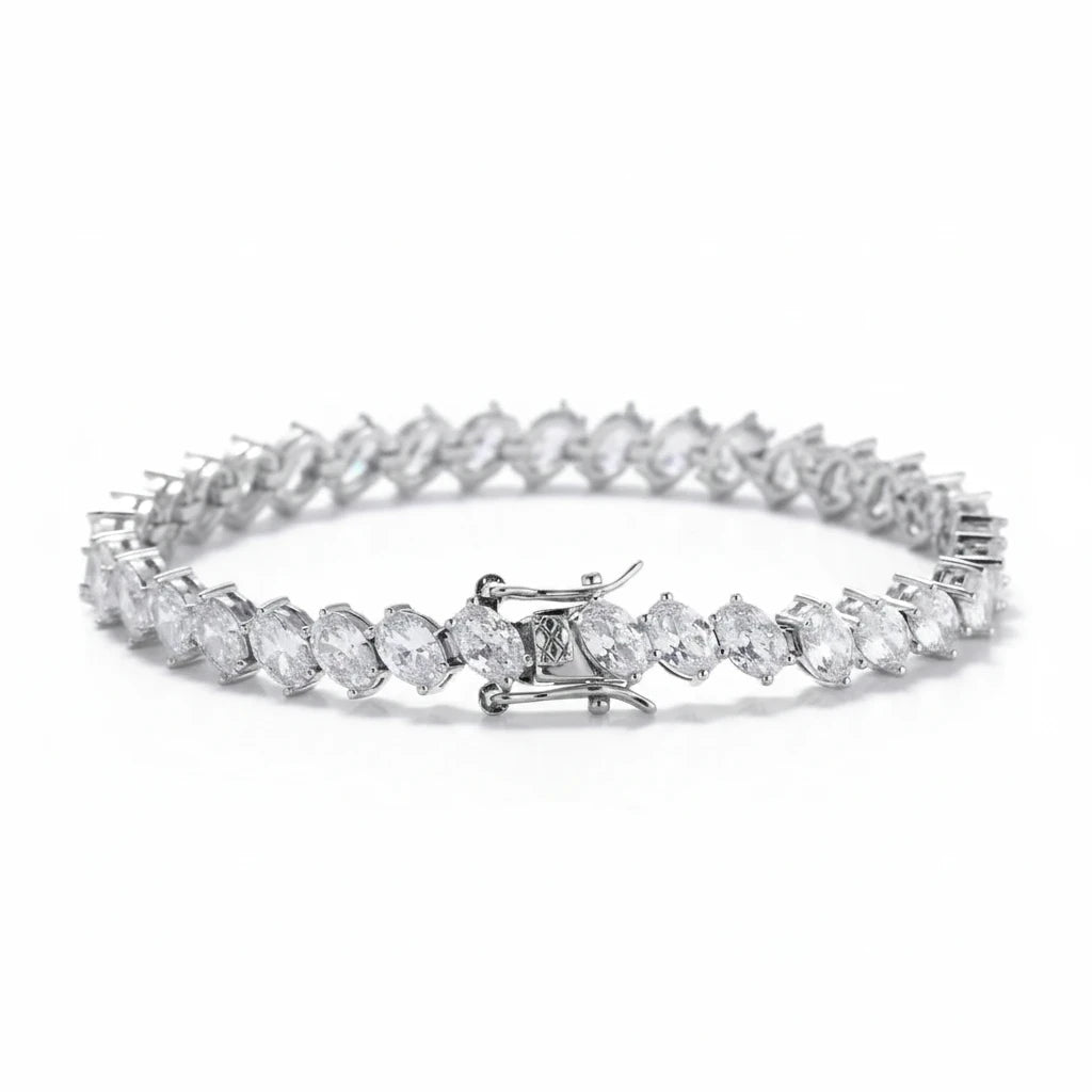 Pulsera Tennis Circones Cadena – Baño Plateado - Ámbar Joyas (foto 5)
