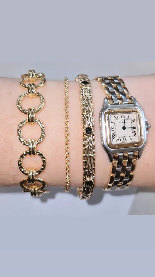 Pulsera Eslabones Círculos Texturizados – Baño de Oro 18k - Ámbar Joyas (foto 2)