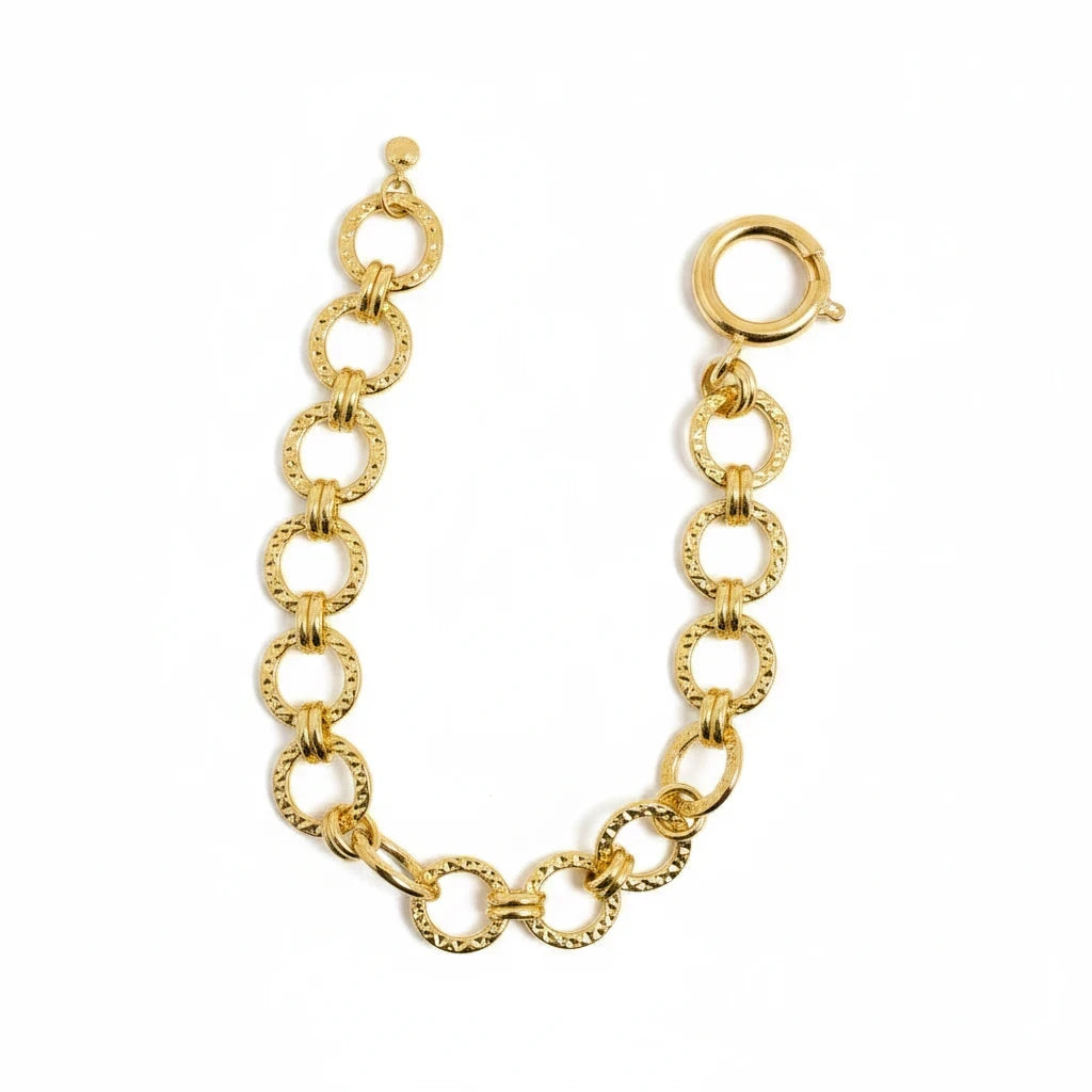 Pulsera Eslabones Círculos Texturizados – Baño de Oro 18k - Ámbar Joyas (foto 4)