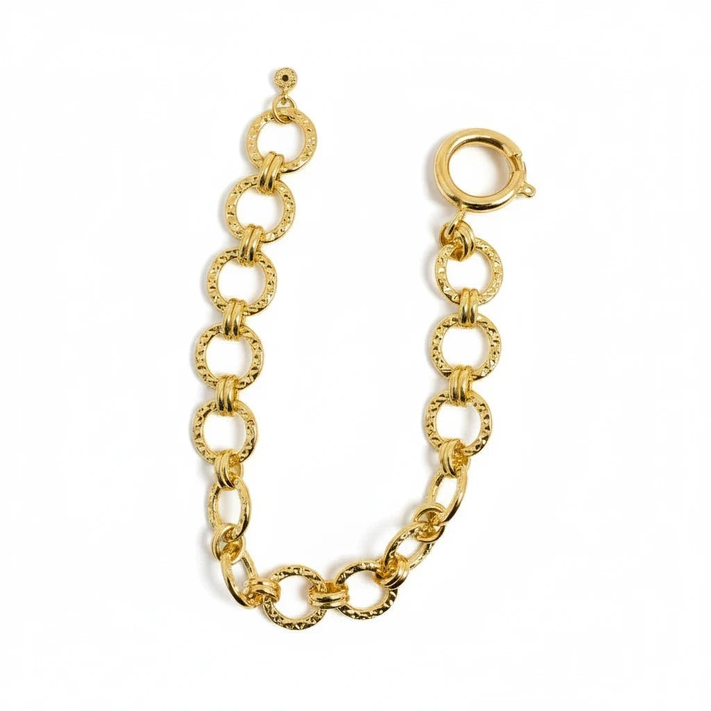 Pulsera Eslabones Círculos Texturizados – Baño de Oro 18k - Ámbar Joyas (foto 6)