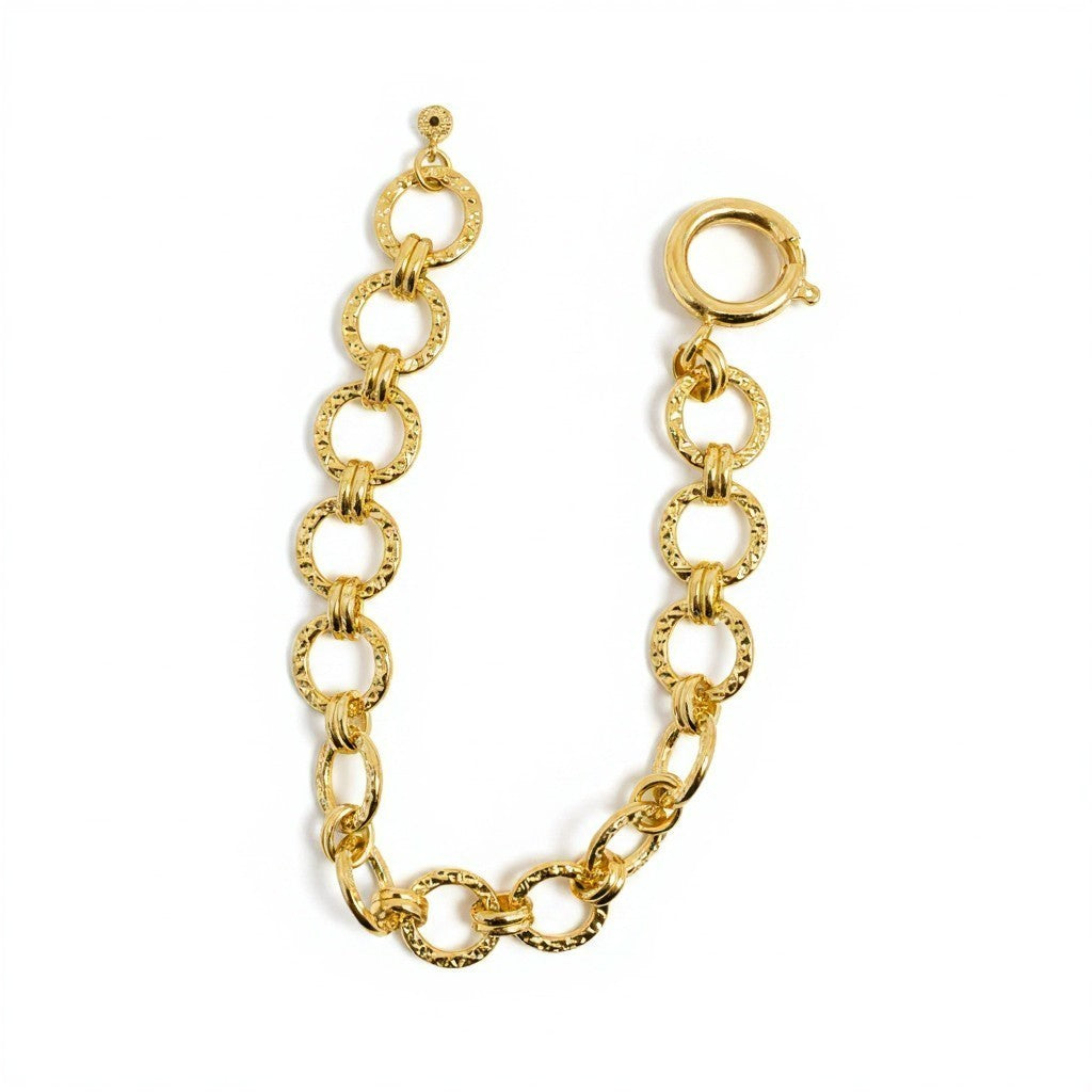 Pulsera Eslabones Círculos Texturizados – Baño de Oro 18k - Ámbar Joyas