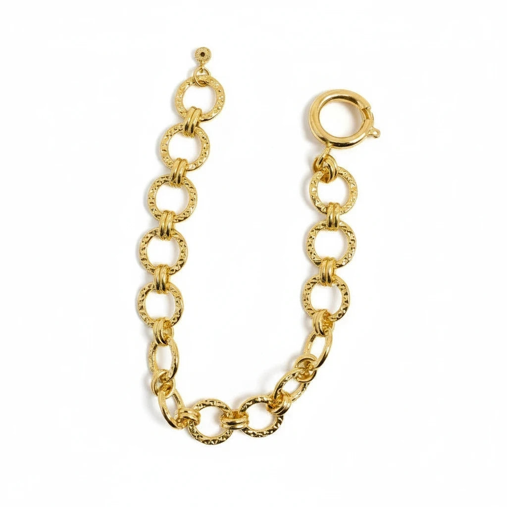 Pulsera Eslabones Círculos Texturizados – Baño de Oro 18k - Ámbar Joyas (foto 5)