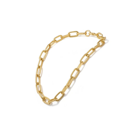 Pulsera Eslabones Alargados Texturizados – Baño de Oro 18k - Ámbar Joyas (foto 2)
