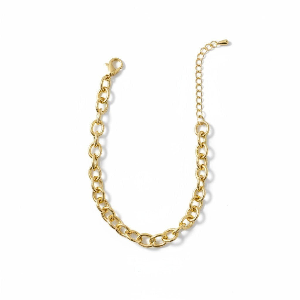 Pulsera Eslabones Rolo Gruesos – Baño de Oro 18k - Ámbar Joyas