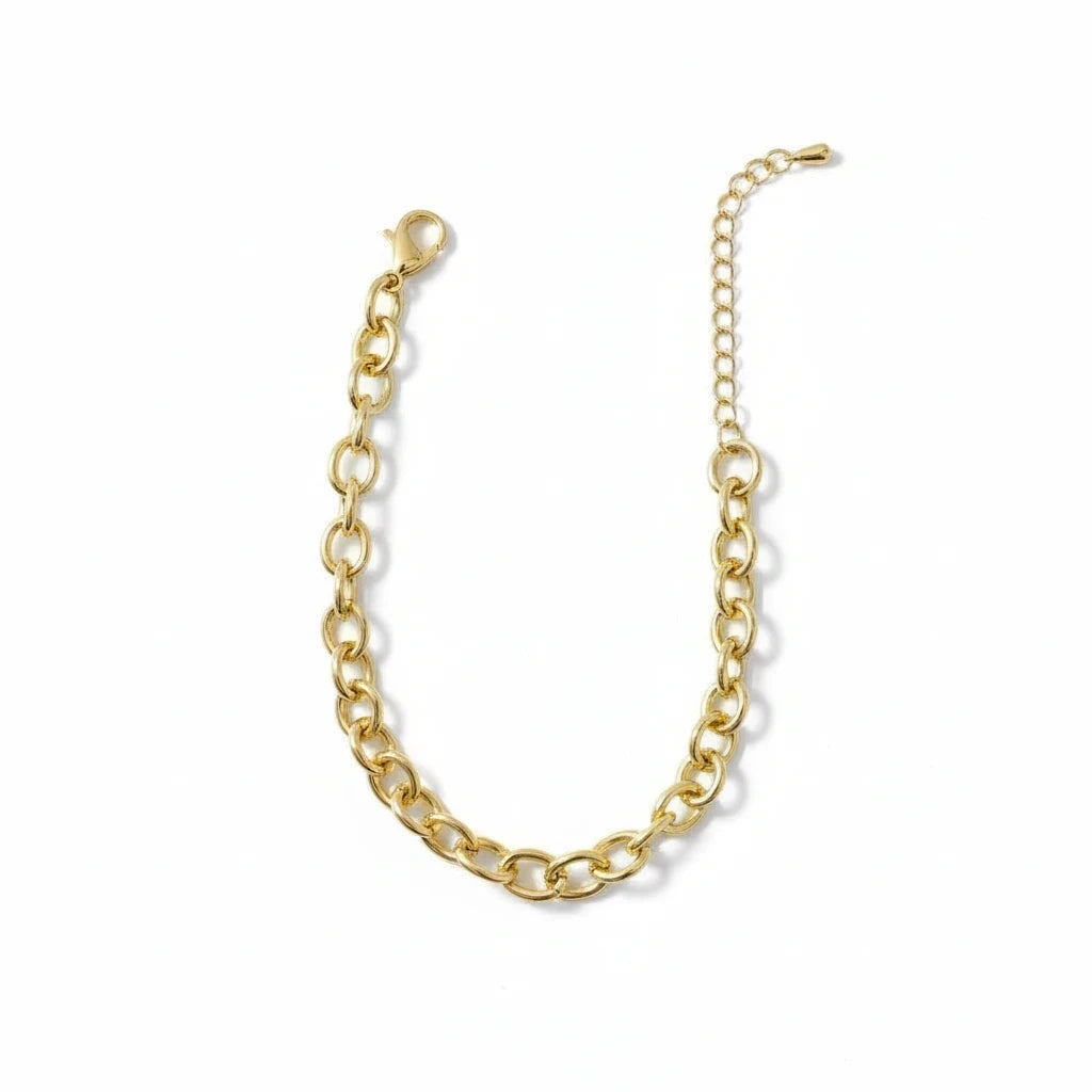 Pulsera Eslabones Rolo Gruesos – Baño de Oro 18k - Ámbar Joyas (foto 5)