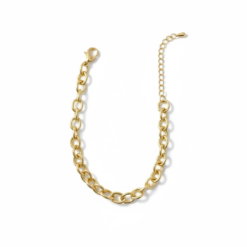 Pulsera Eslabones Rolo Gruesos – Baño de Oro 18k - Ámbar Joyas (foto 3)