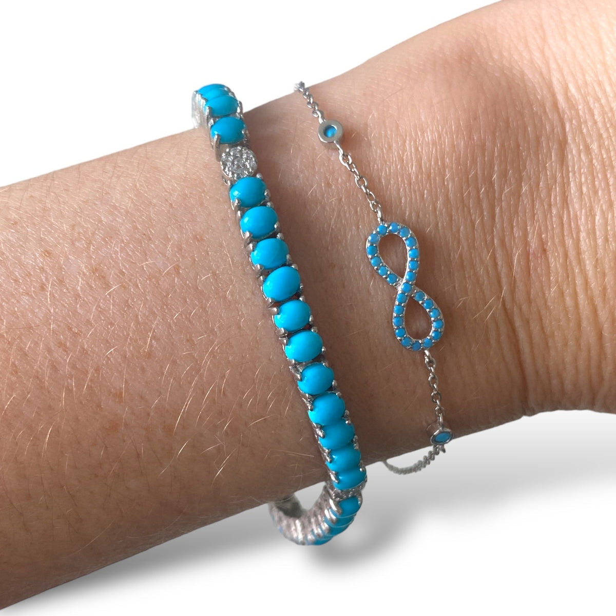 Pulsera Tennis Turquesas Naturales Ovaladas Pavé – Plata 925 - Ámbar Joyas