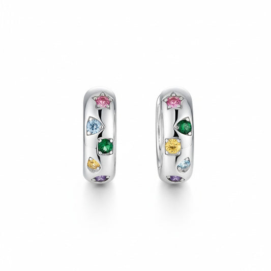 Argollas Circonitas Multicolor - Baño de Rodio