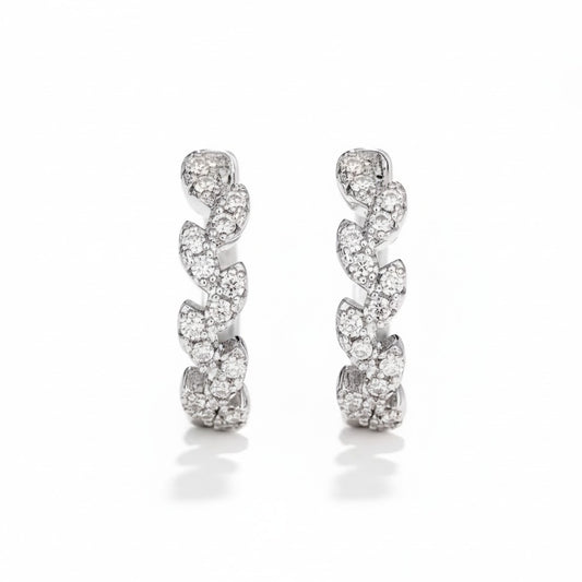 Argollas Hojas 1.5cm  - Baño de Rodio