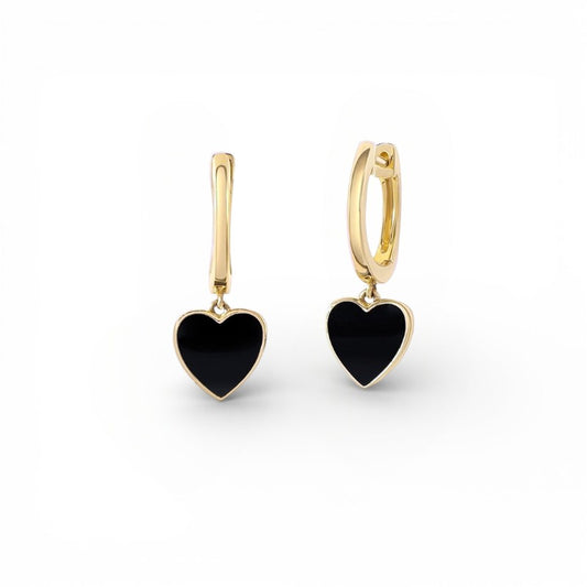 Argollas con Corazones Esmaltados - Oro 18k