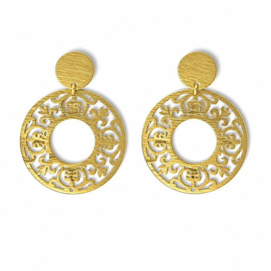 Aros Colgantes Filigrana – Baño de Oro 18k