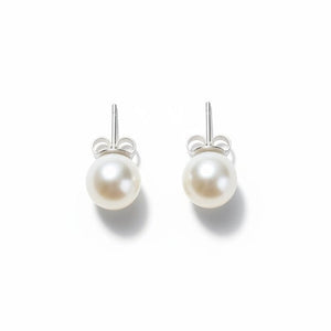 Aros Perla Botón – Baño de Plata