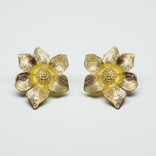 Aros Flor de Loto -  Baño de Oro 