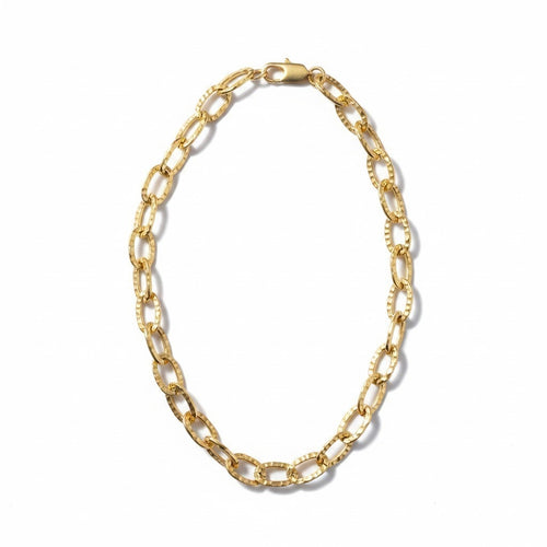 Collar Eslabones Ovalados Martillados – Baño de Oro 18k