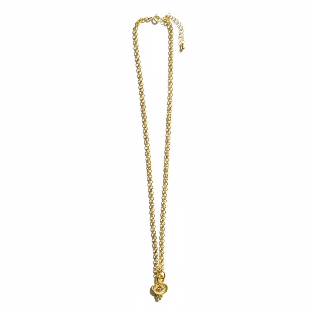 Collar Medalla Rombo con Circón – Baño de Oro 18k - Ámbar Joyas (foto 2)