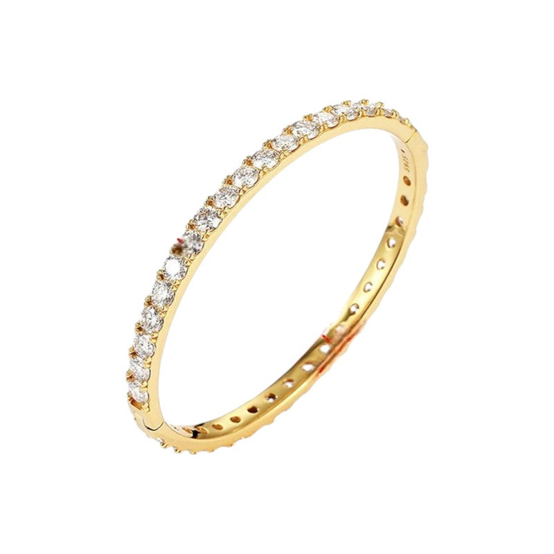 Pulsera Esclava de Moissanitas 3mm en Plata 925 con Baño de Oro 18k
