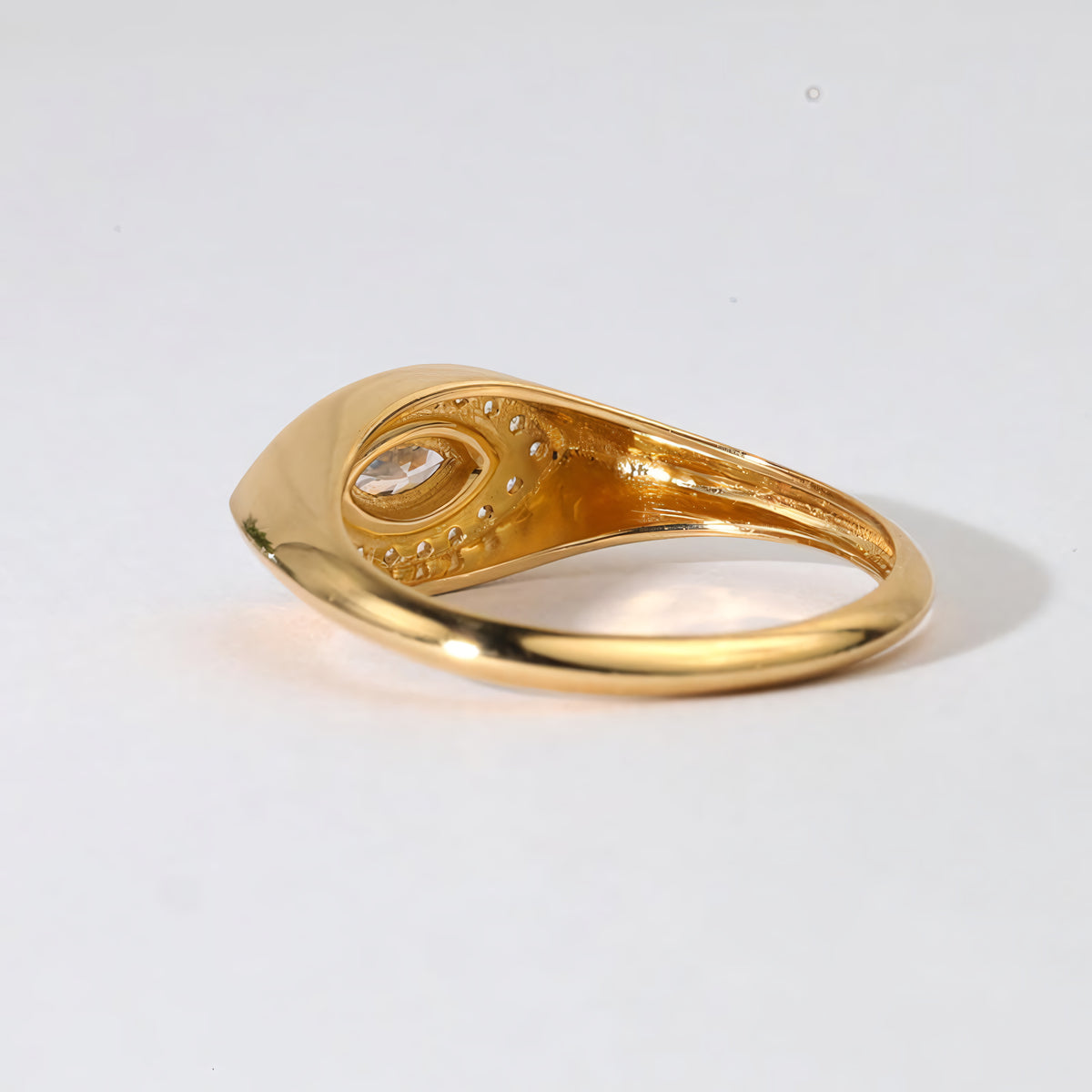 Anillo Ojo Marquise Pavé – Baño de Oro 18k