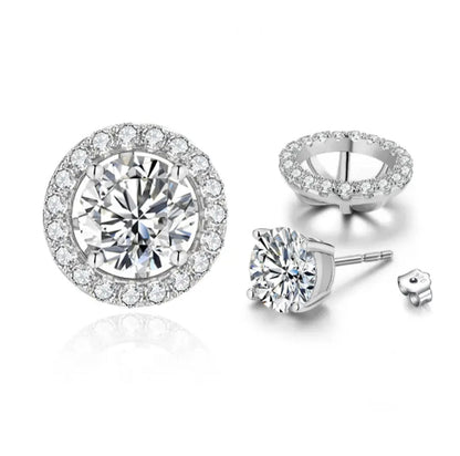 Aros Studs Moisanita con Corona