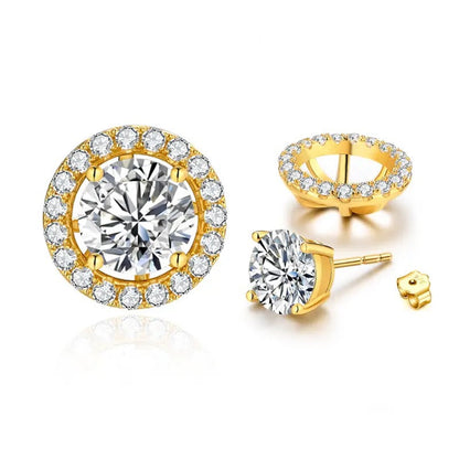 Aros Studs Moisanita con Corona