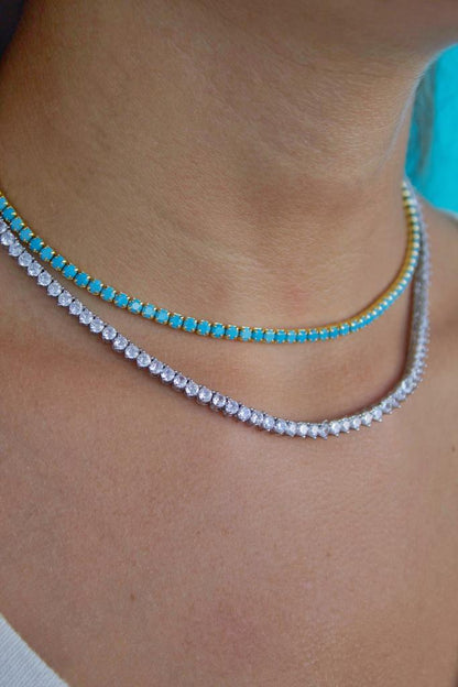 Collar Tennis Circones 2mm 3 Puntas Dorado