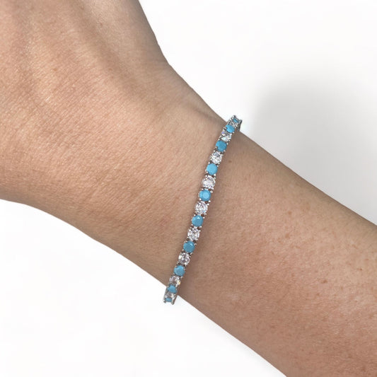 Pulsera Turquesa Intercalado Plata 925 - Ámbar Joyas